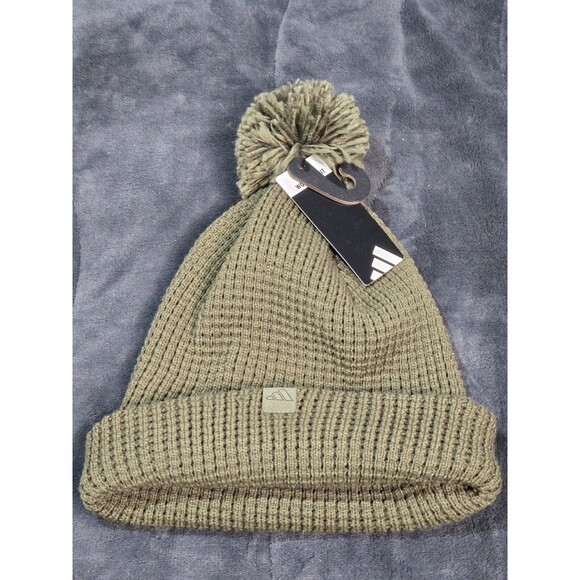 adidas Accessories - Adidas Women's Pom Ballie Knit Olive Strata Green Beanie New